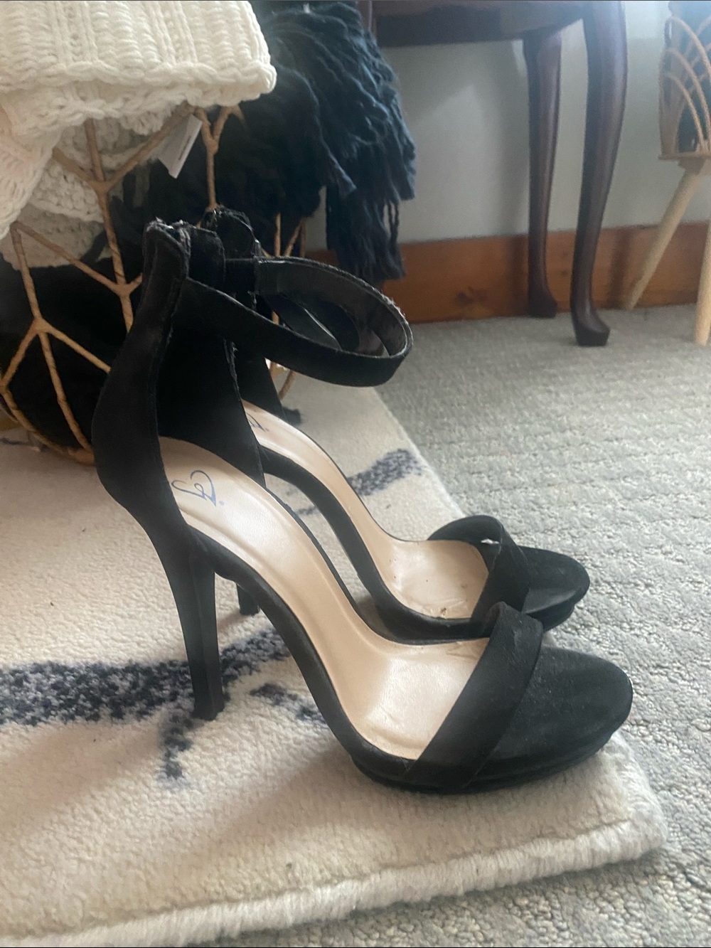 Lulu's Black Ankle-Strap High Heel Sandals